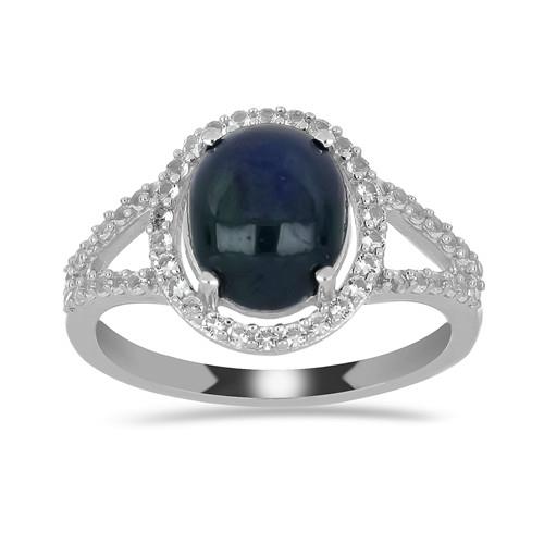 BUY STERLING SILVER  STAR SAPPHIRE GEMSTON  HALO RING